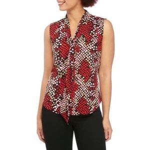 NWT Calvin Klein | Tie Front Snake Print Blouse